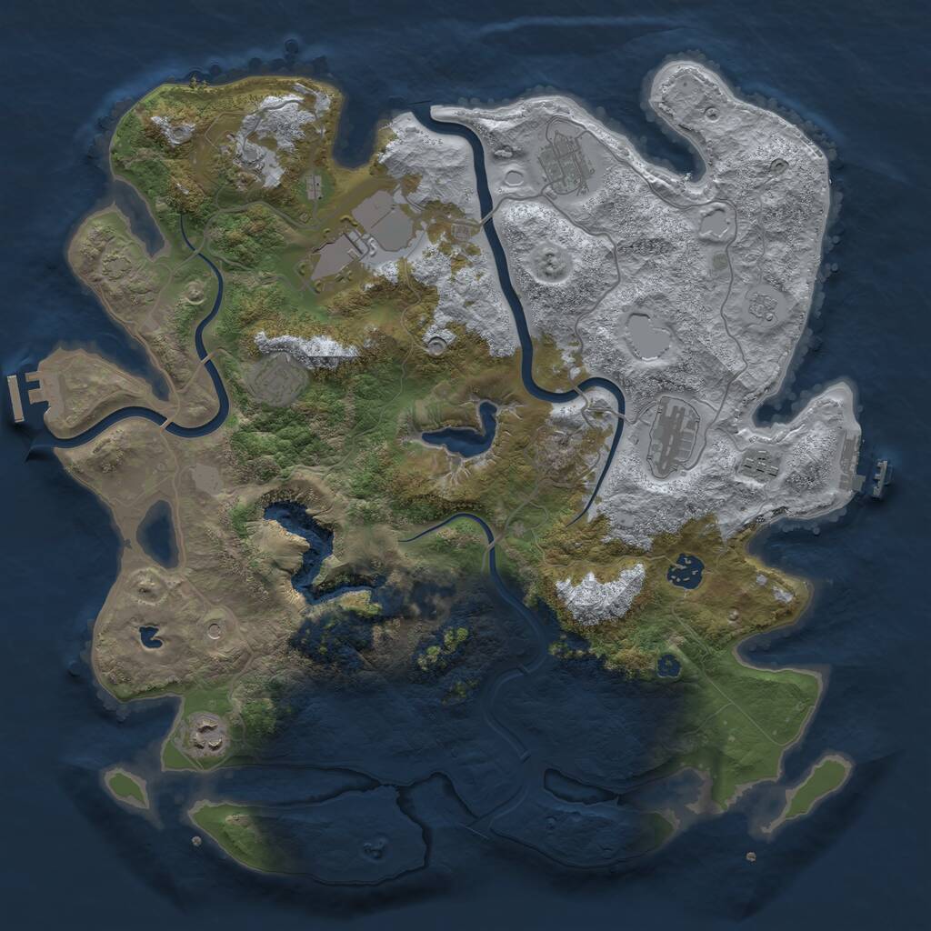 Rust Map: Procedural Map, Size: 4000, Seed: 1164401769, 14 Monuments