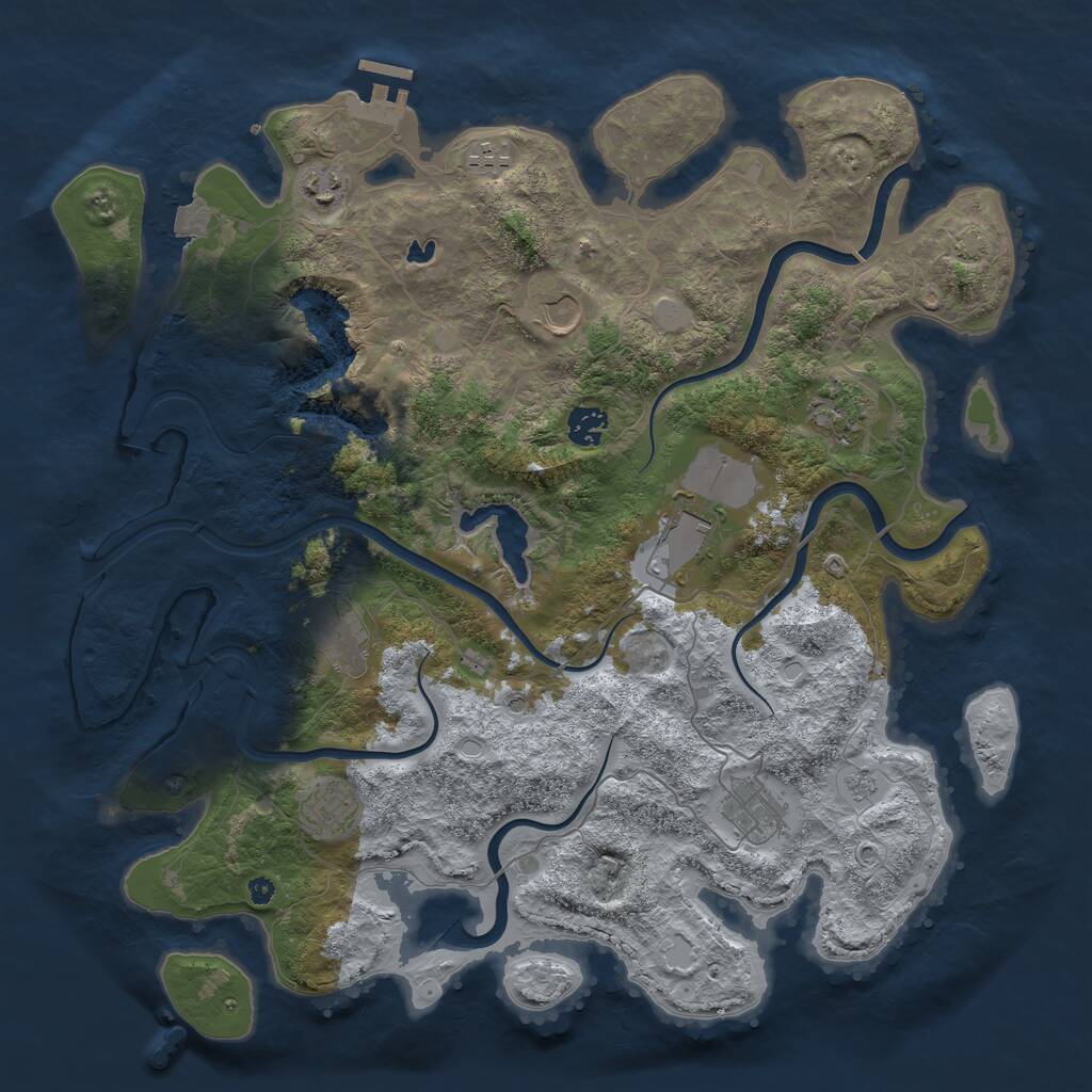 Rust Map: Procedural Map, Size: 4050, Seed: 660166593, 14 Monuments
