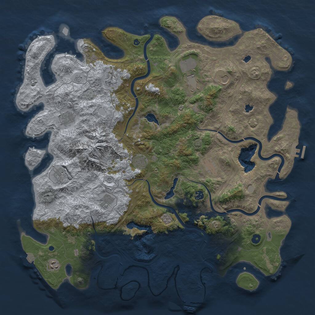 Rust Map: Procedural Map, Size: 5000, Seed: 8313377, 17 Monuments