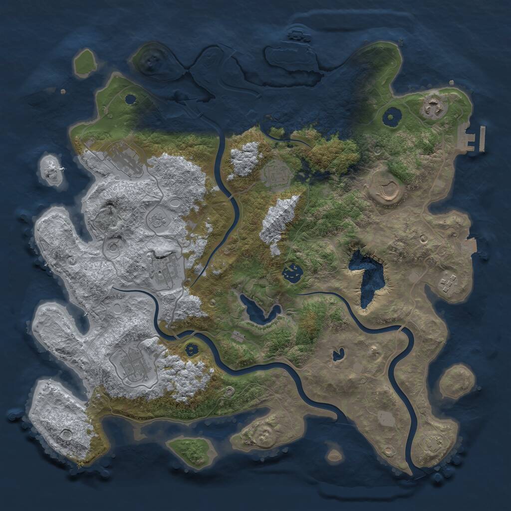 Rust Map: Procedural Map, Size: 4000, Seed: 278572521, 14 Monuments