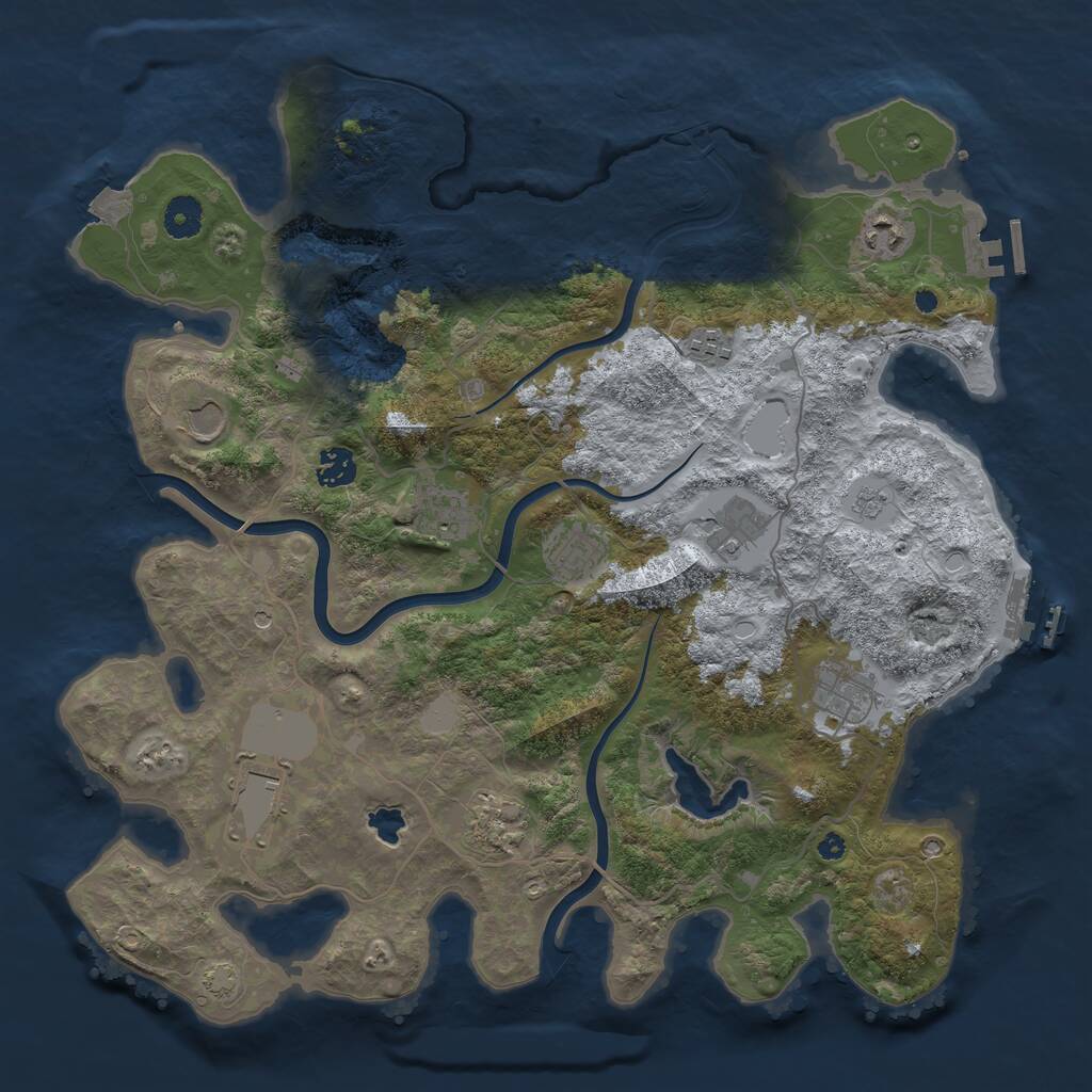 Rust Map: Procedural Map, Size: 4000, Seed: 81749671, 16 Monuments