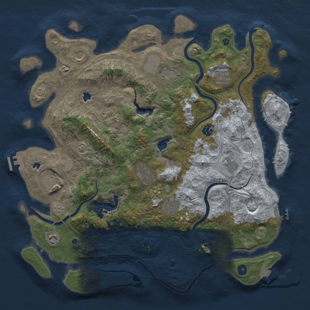 Rust Map: Procedural Map, Size: 4500, Seed: 952698141, 17 Monuments