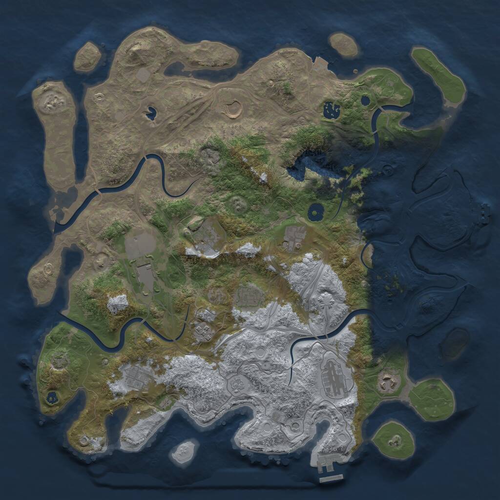 Rust Map: Procedural Map, Size: 4250, Seed: 330723771, 16 Monuments