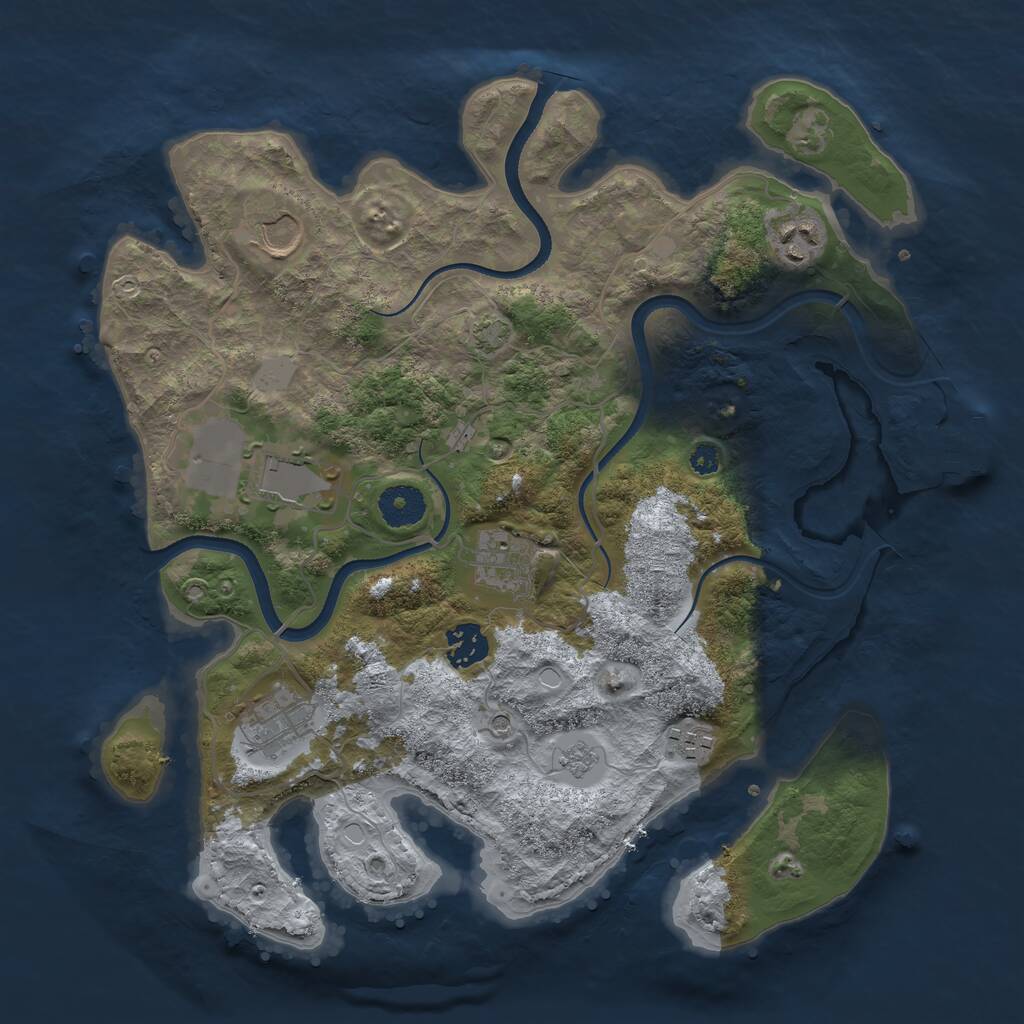 Rust Map: Procedural Map, Size: 3500, Seed: 1069274067, 12 Monuments