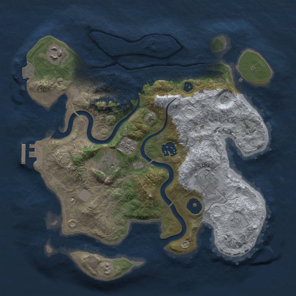 Rust Map: Procedural Map, Size: 3000, Seed: 21309, 10 Monuments