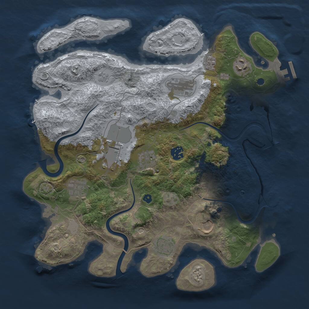 Rust Map: Procedural Map, Size: 3500, Seed: 1168086037, 14 Monuments