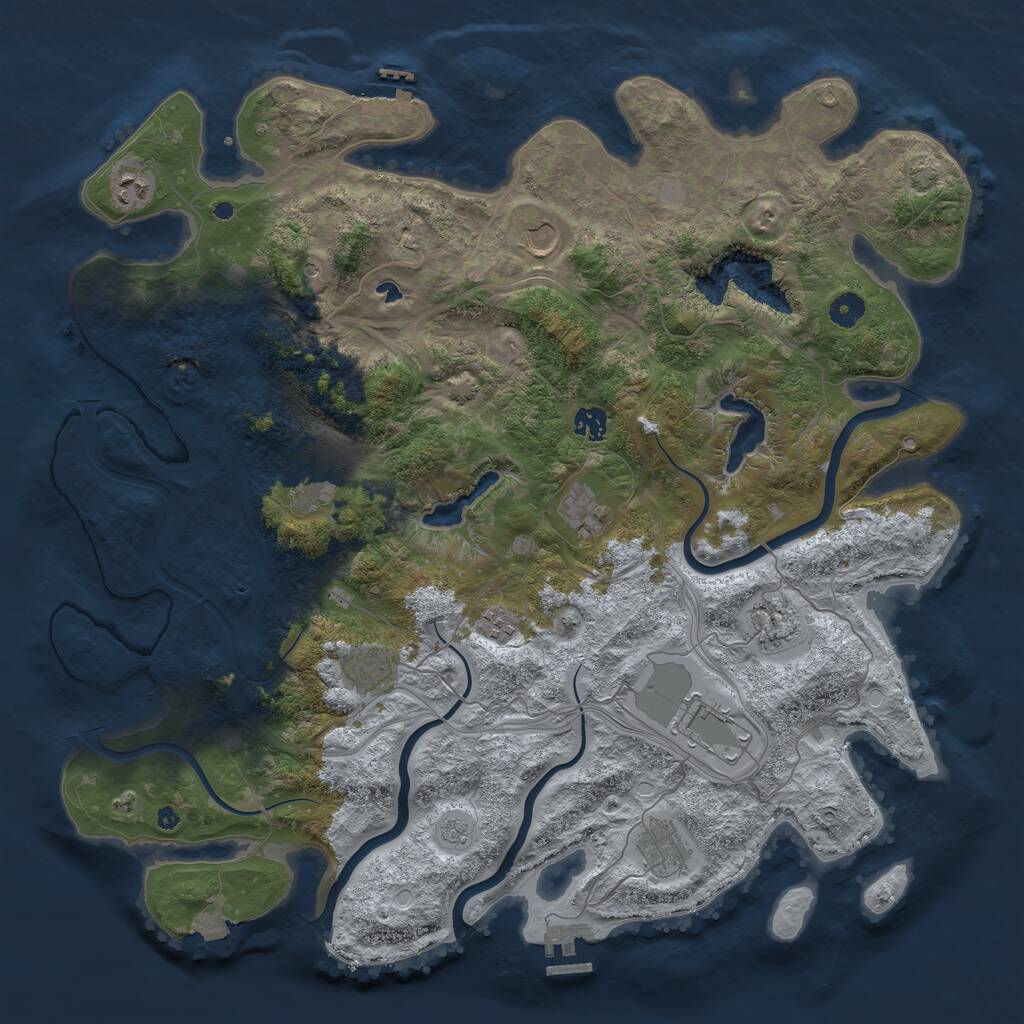 Rust Map: Procedural Map, Size: 4500, Seed: 291, 16 Monuments