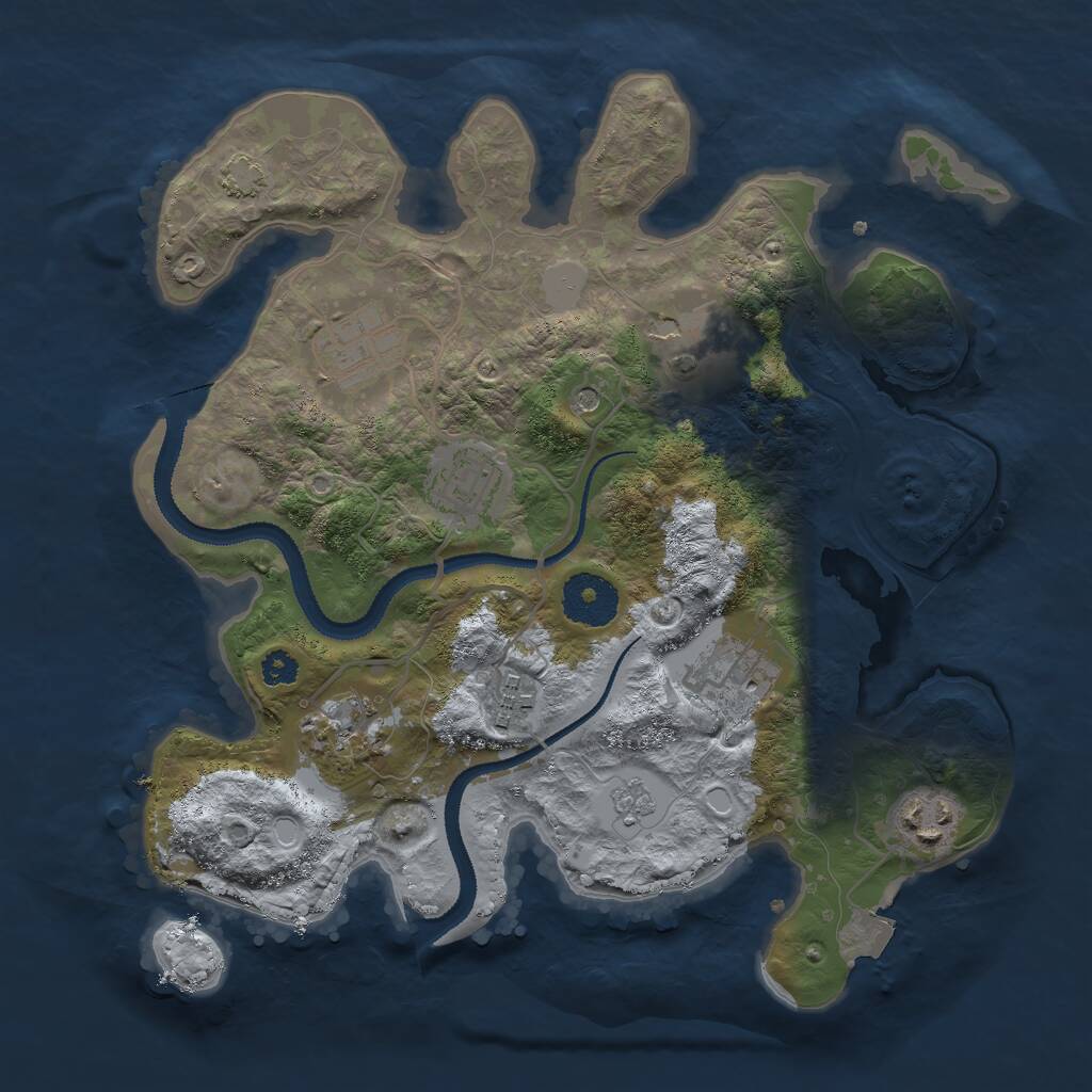 Rust Map: Procedural Map, Size: 3000, Seed: 744769153, 11 Monuments