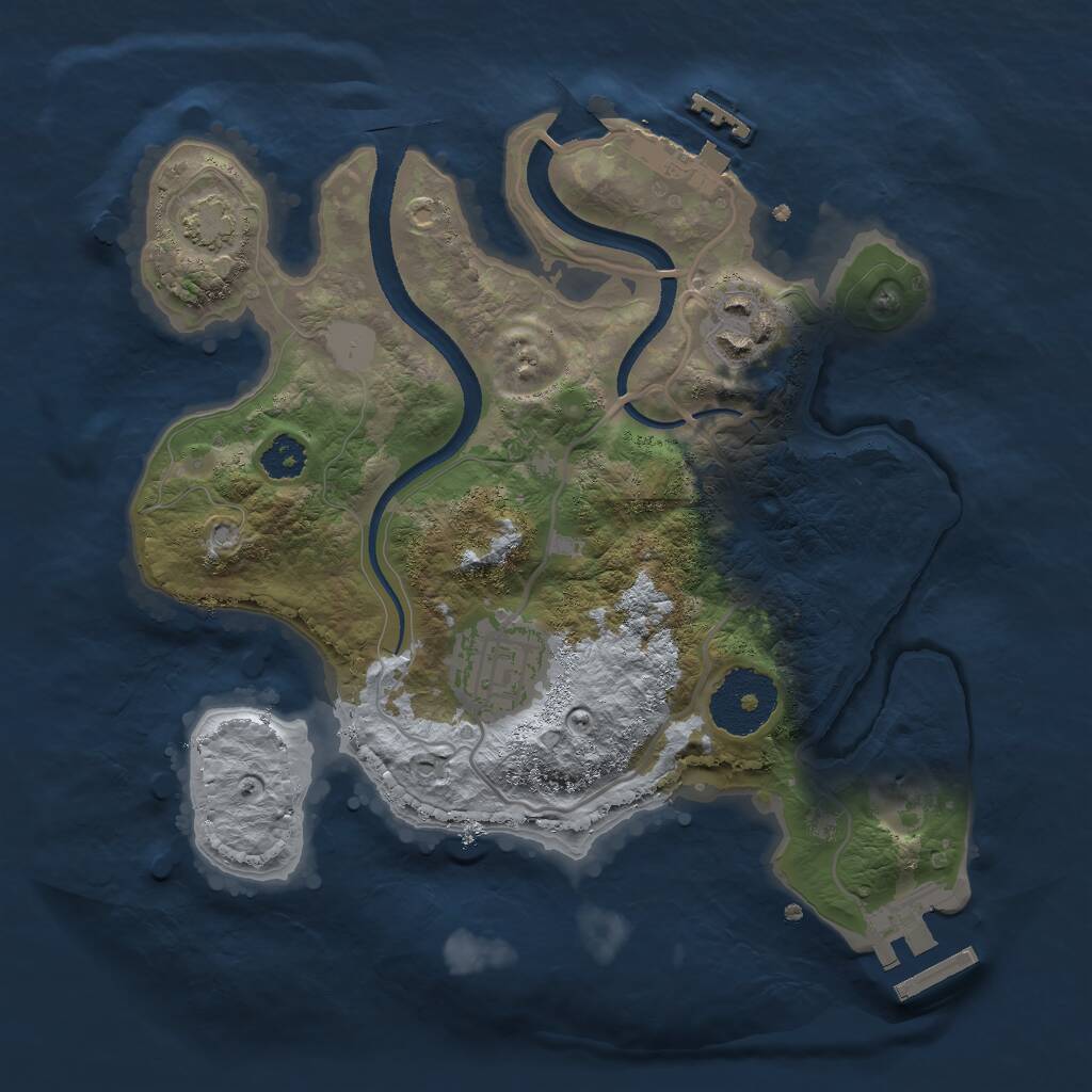 Rust Map: Procedural Map, Size: 2500, Seed: 543052735, 6 Monuments