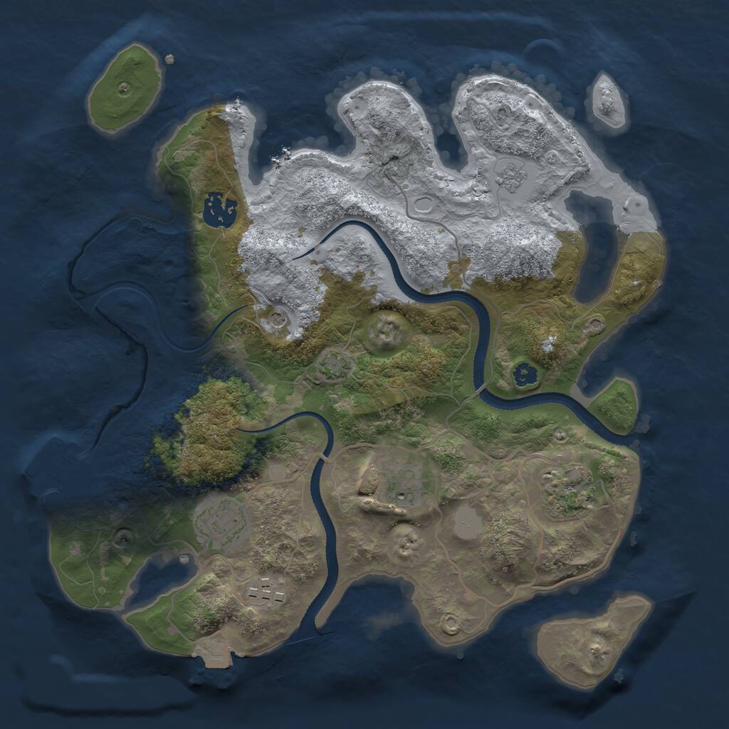 Rust Map: Procedural Map, Size: 3092, Seed: 518097624, 10 Monuments