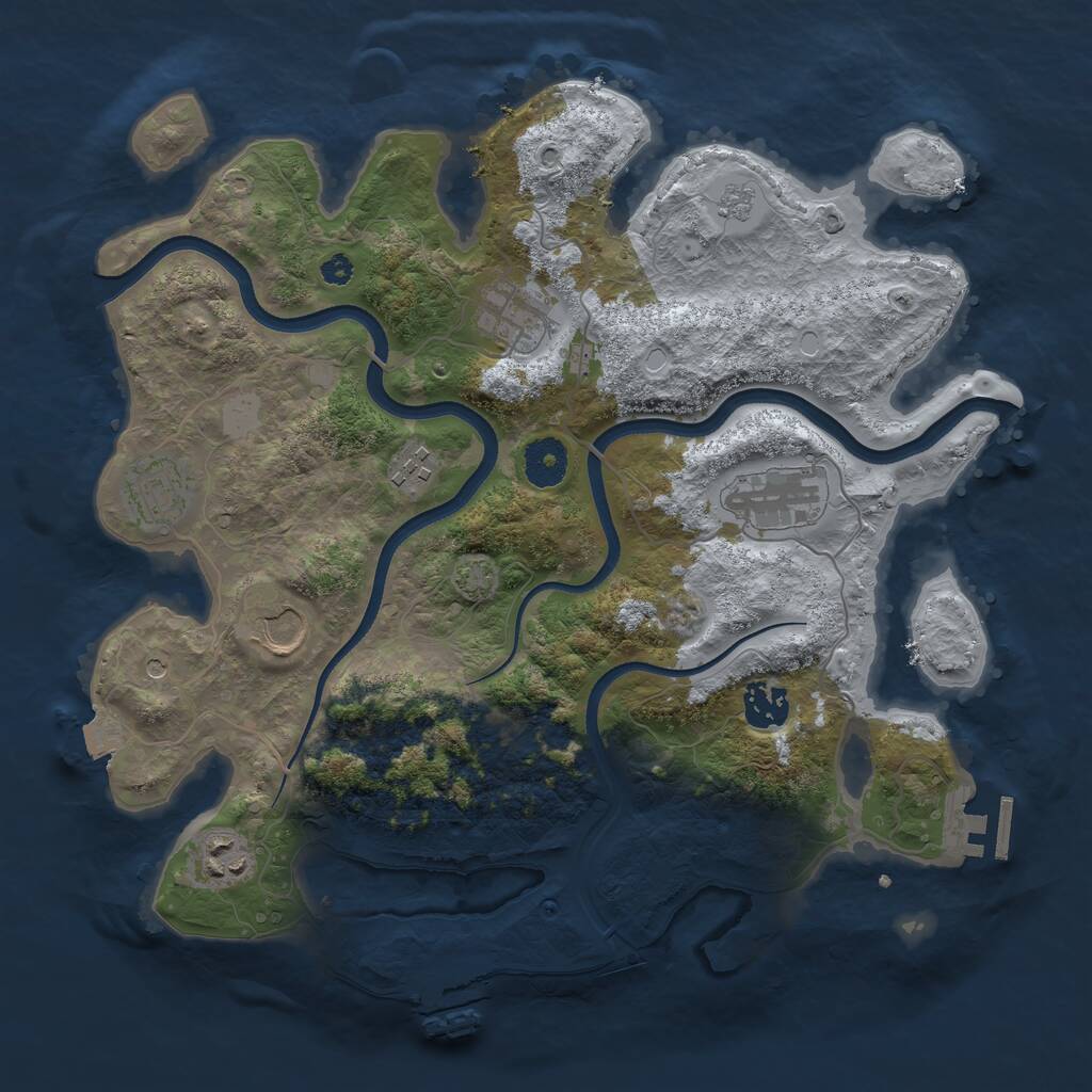 Rust Map: Procedural Map, Size: 3500, Seed: 1457834924, 13 Monuments