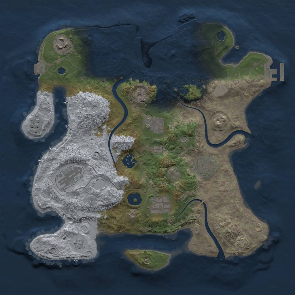 Rust Map: Procedural Map, Size: 3250, Seed: 650727110, 13 Monuments