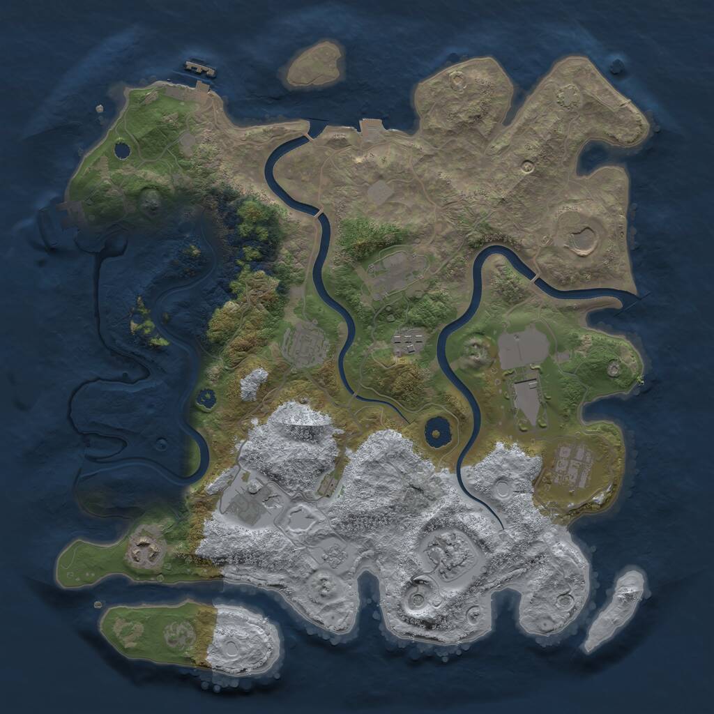 Rust Map: Procedural Map, Size: 3700, Seed: 1569337279, 15 Monuments