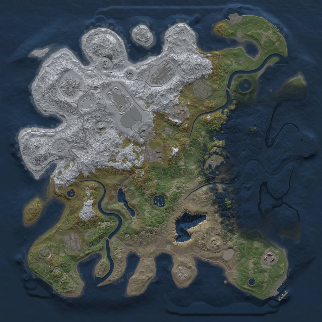 Rust Map: Procedural Map, Size: 4000, Seed: 198555604, 16 Monuments