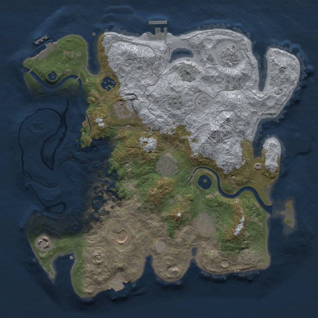Rust Map: Procedural Map, Size: 3500, Seed: 1994887485, 14 Monuments