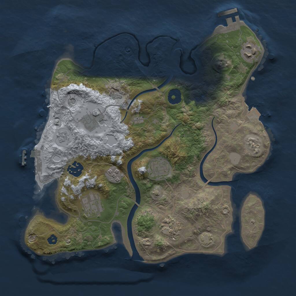 Rust Map: Procedural Map, Size: 3000, Seed: 1612880003, 13 Monuments