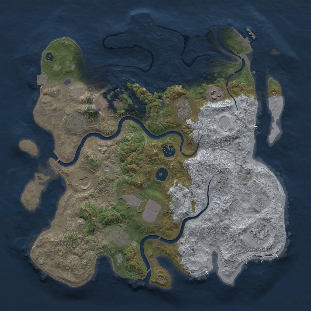 Rust Map: Procedural Map, Size: 3750, Seed: 1078768426, 16 Monuments