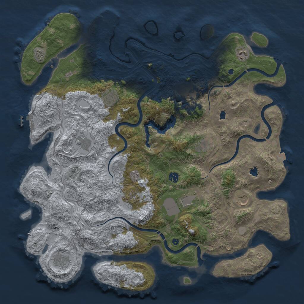 Rust Map: Procedural Map, Size: 4500, Seed: 163753155, 17 Monuments