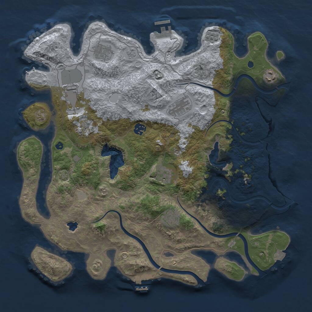 Rust Map: Procedural Map, Size: 4000, Seed: 1085161489, 15 Monuments