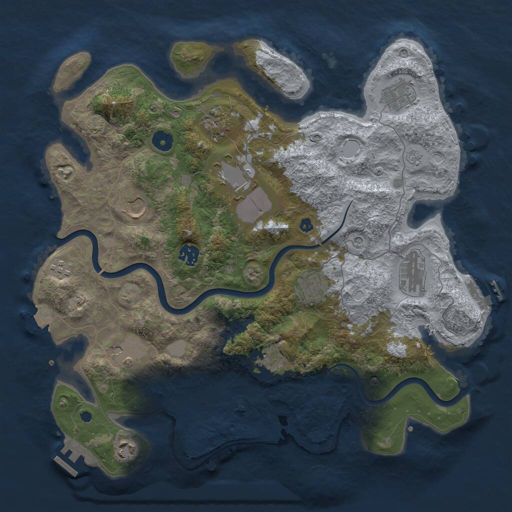 Rust Map: Procedural Map, Size: 3750, Seed: 459447493, 17 Monuments