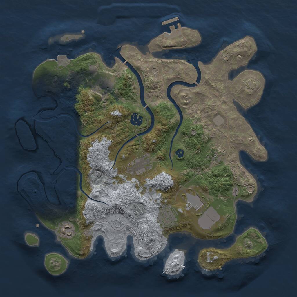 Rust Map: Procedural Map, Size: 3500, Seed: 183746291, 13 Monuments