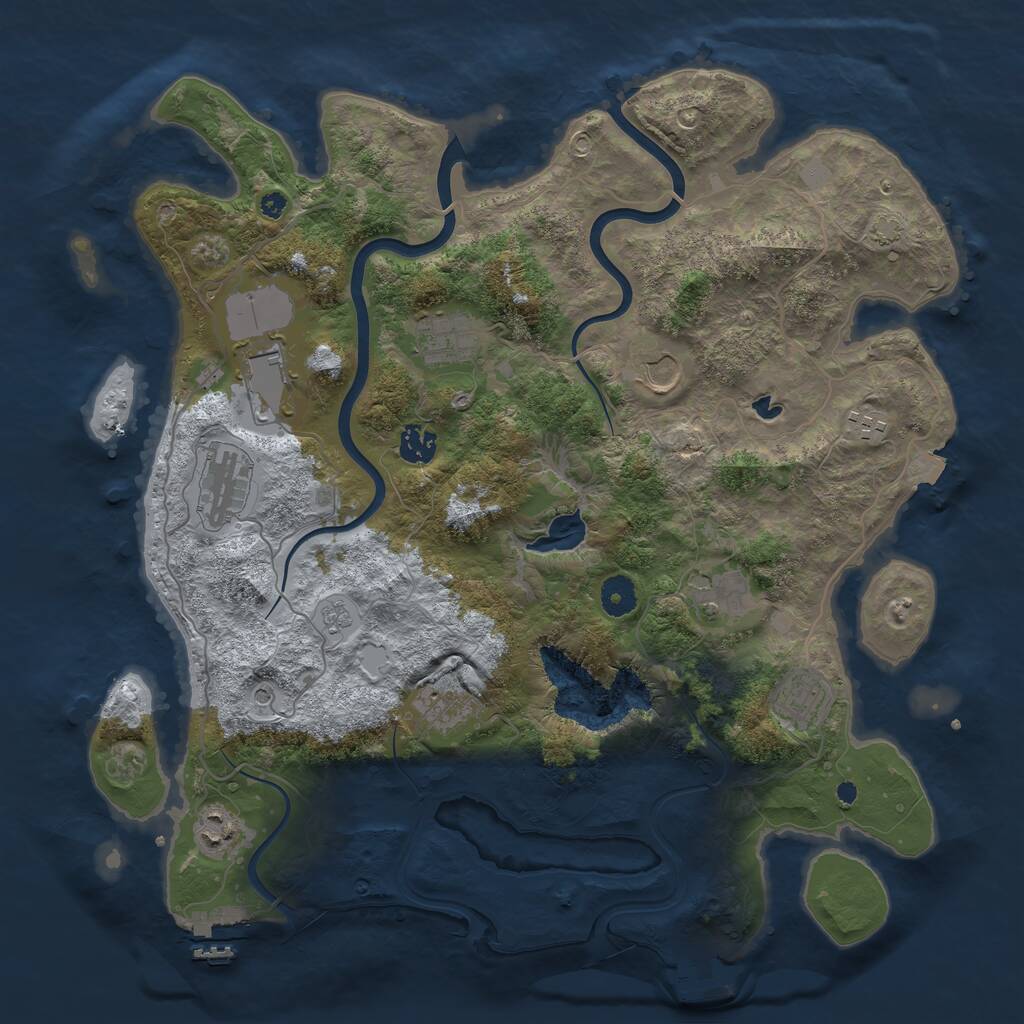 Rust Map: Procedural Map, Size: 4000, Seed: 2469954, 16 Monuments