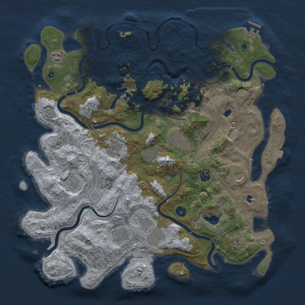 Rust Map: Procedural Map, Size: 4500, Seed: 1069946836, 17 Monuments