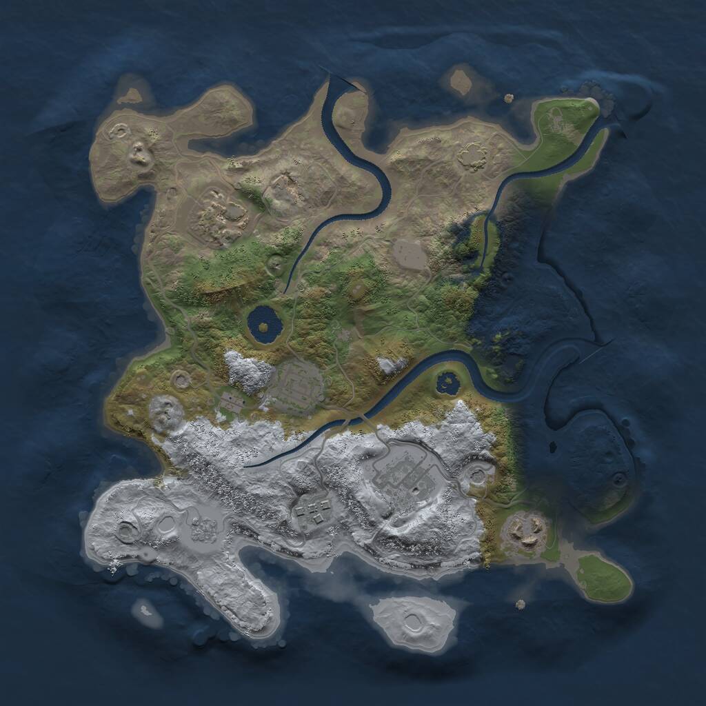 Rust Map: Procedural Map, Size: 3000, Seed: 2120855047, 9 Monuments
