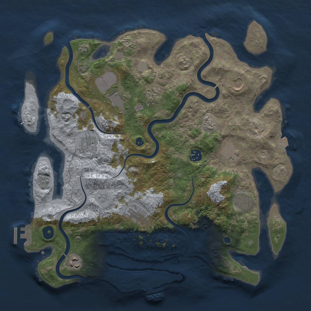 Rust Map: Procedural Map, Size: 3750, Seed: 270826028, 16 Monuments