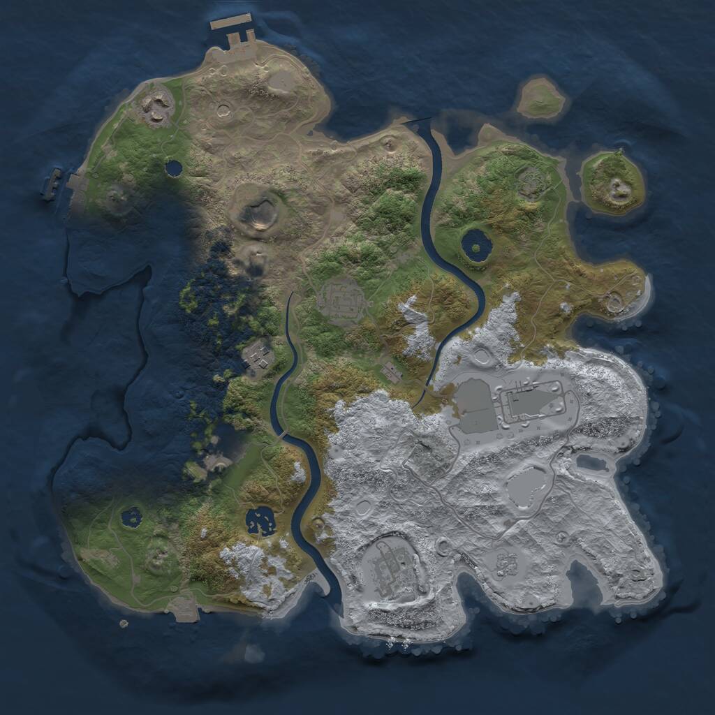 Rust Map: Procedural Map, Size: 3500, Seed: 1450376772, 14 Monuments