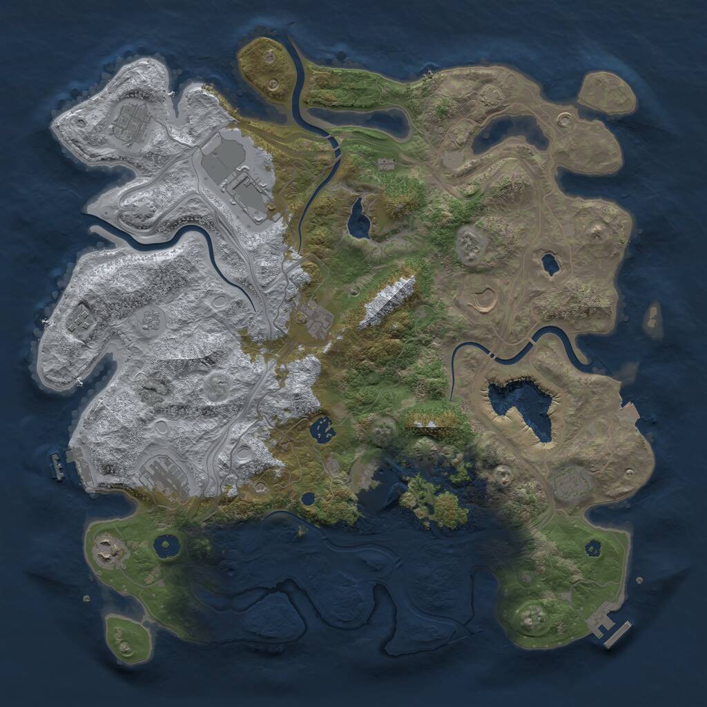 Rust Map: Procedural Map, Size: 4250, Seed: 965153441, 16 Monuments