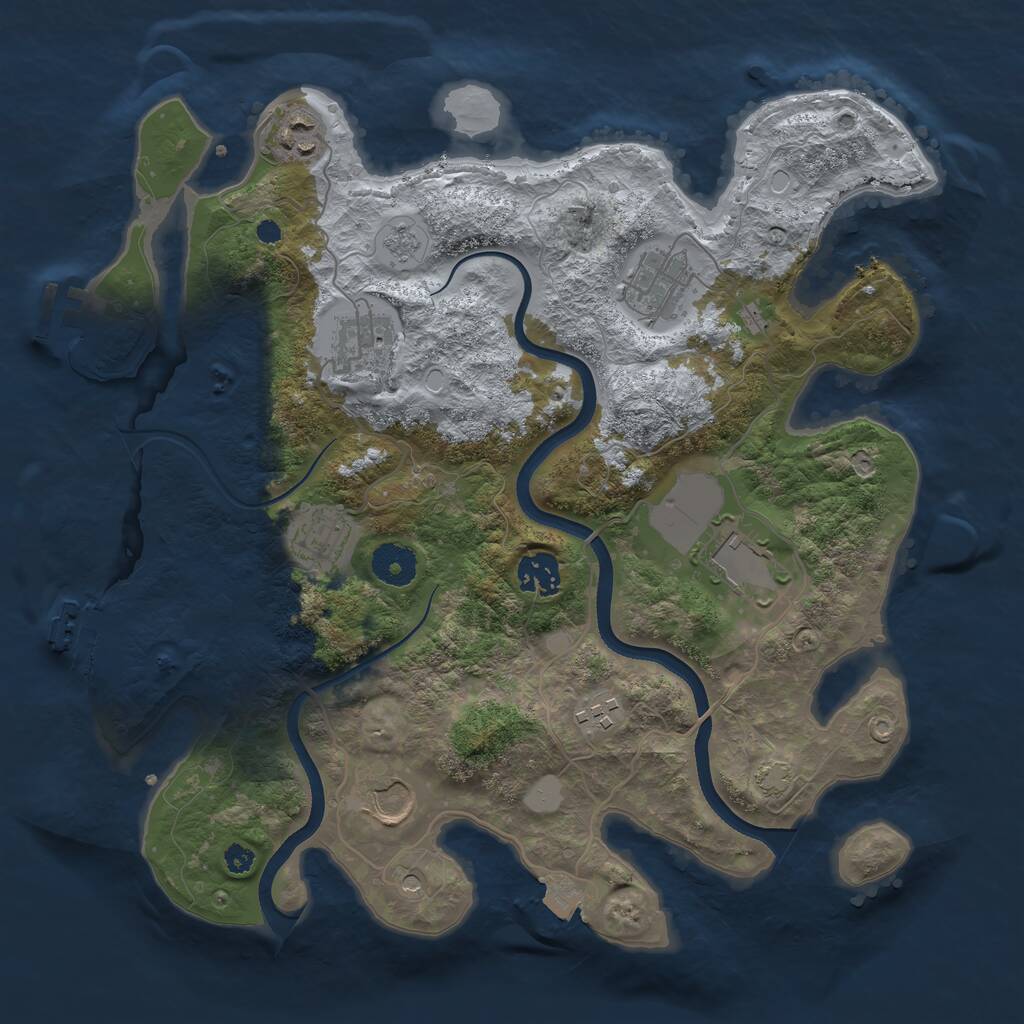Rust Map: Procedural Map, Size: 3500, Seed: 847291563, 14 Monuments