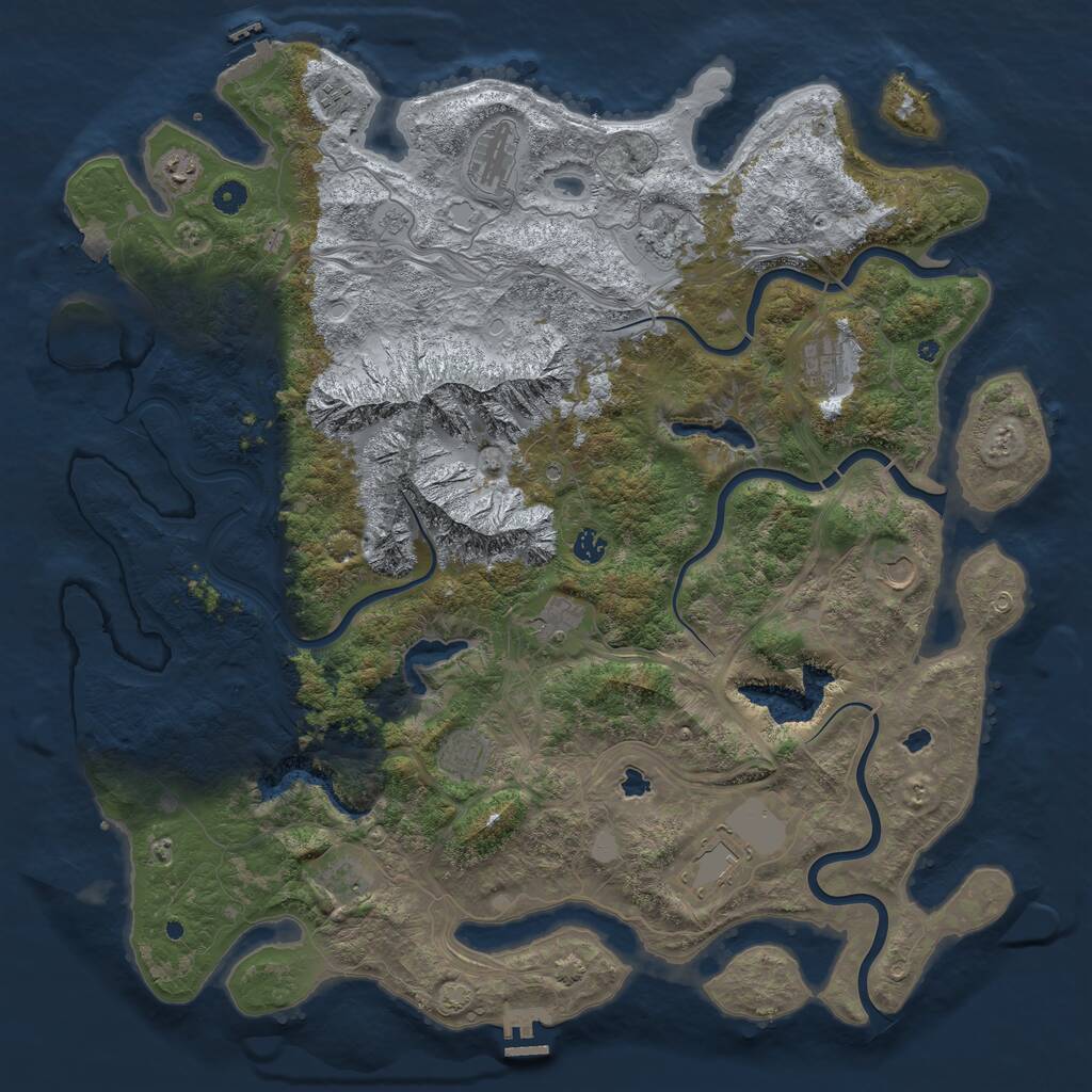 Rust Map: Procedural Map, Size: 5000, Seed: 706952110, 17 Monuments
