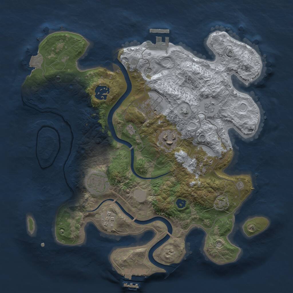 Rust Map: Procedural Map, Size: 3000, Seed: 1672649715, 12 Monuments