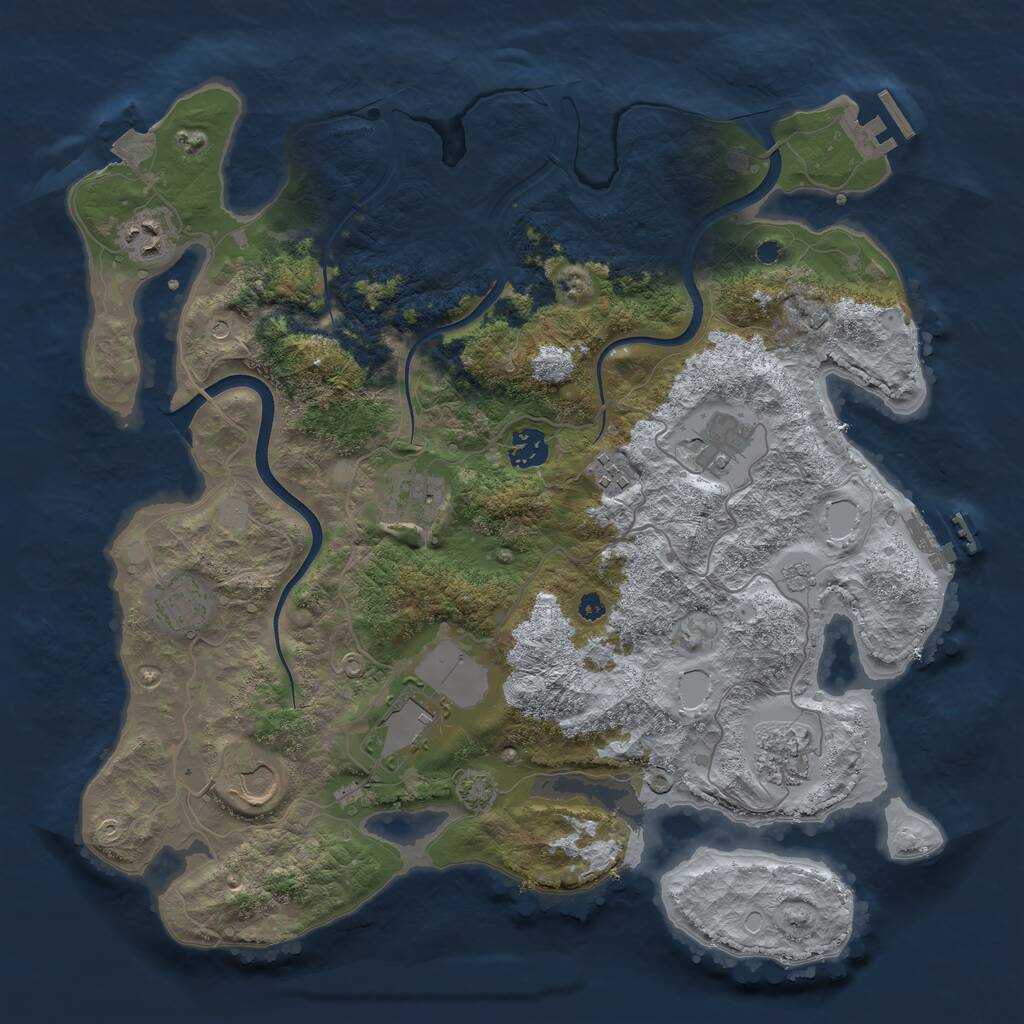 Rust Map: Procedural Map, Size: 3800, Seed: 247791321, 15 Monuments
