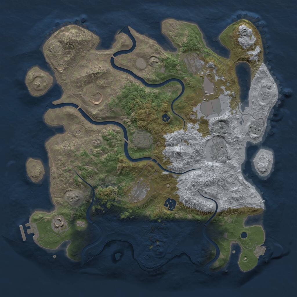 Rust Map: Procedural Map, Size: 3750, Seed: 676920221, 14 Monuments