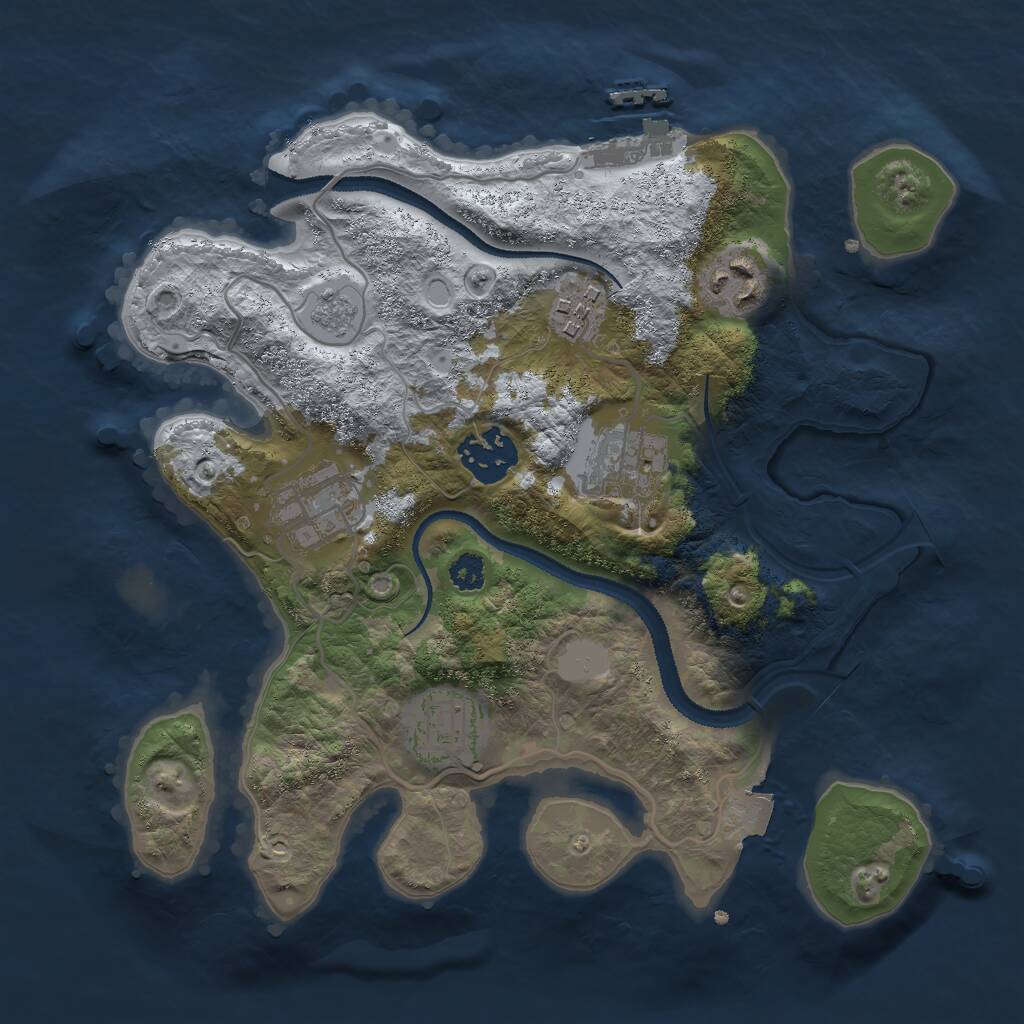 Rust Map: Procedural Map, Size: 2800, Seed: 1997114477, 9 Monuments
