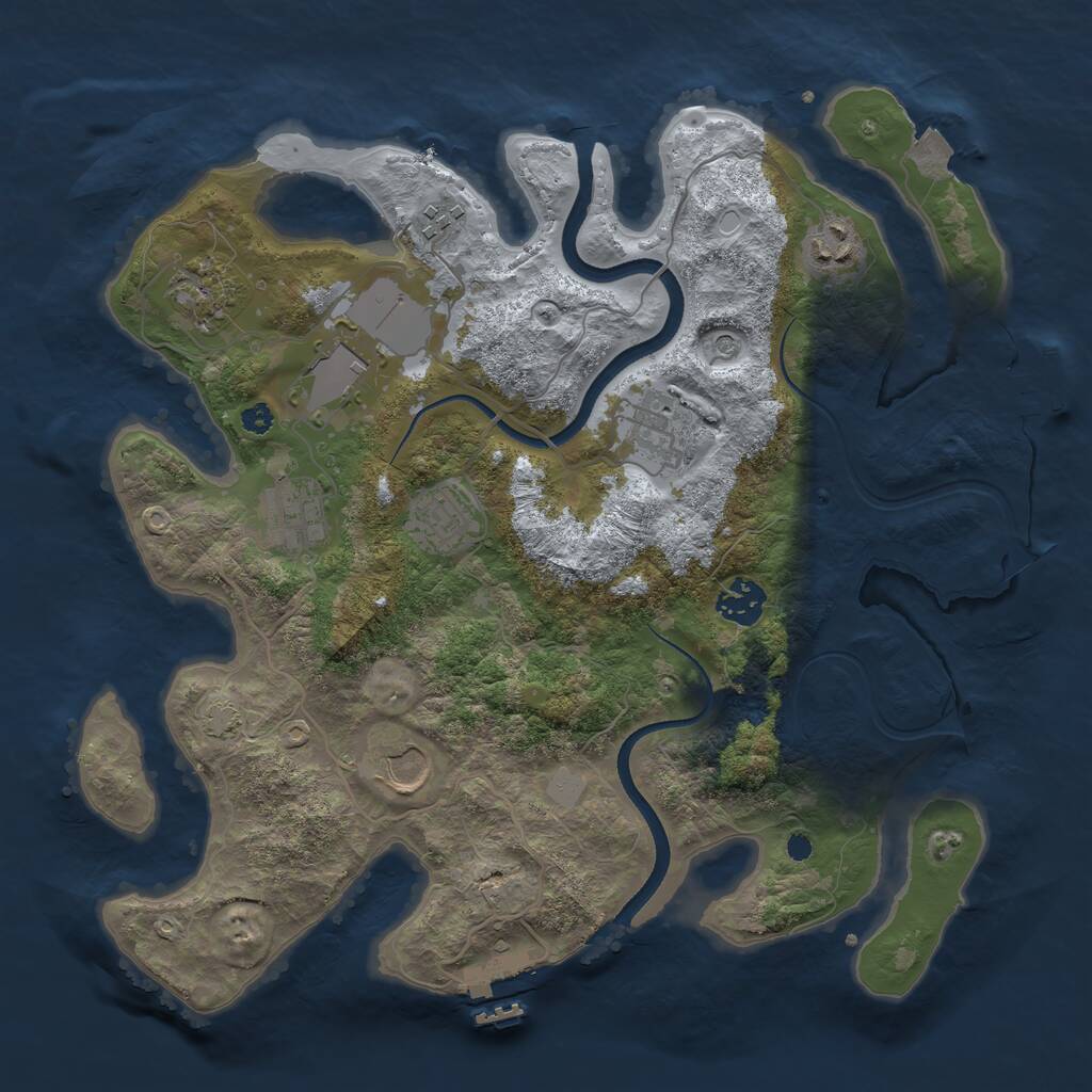 Rust Map: Procedural Map, Size: 3500, Seed: 32933, 14 Monuments