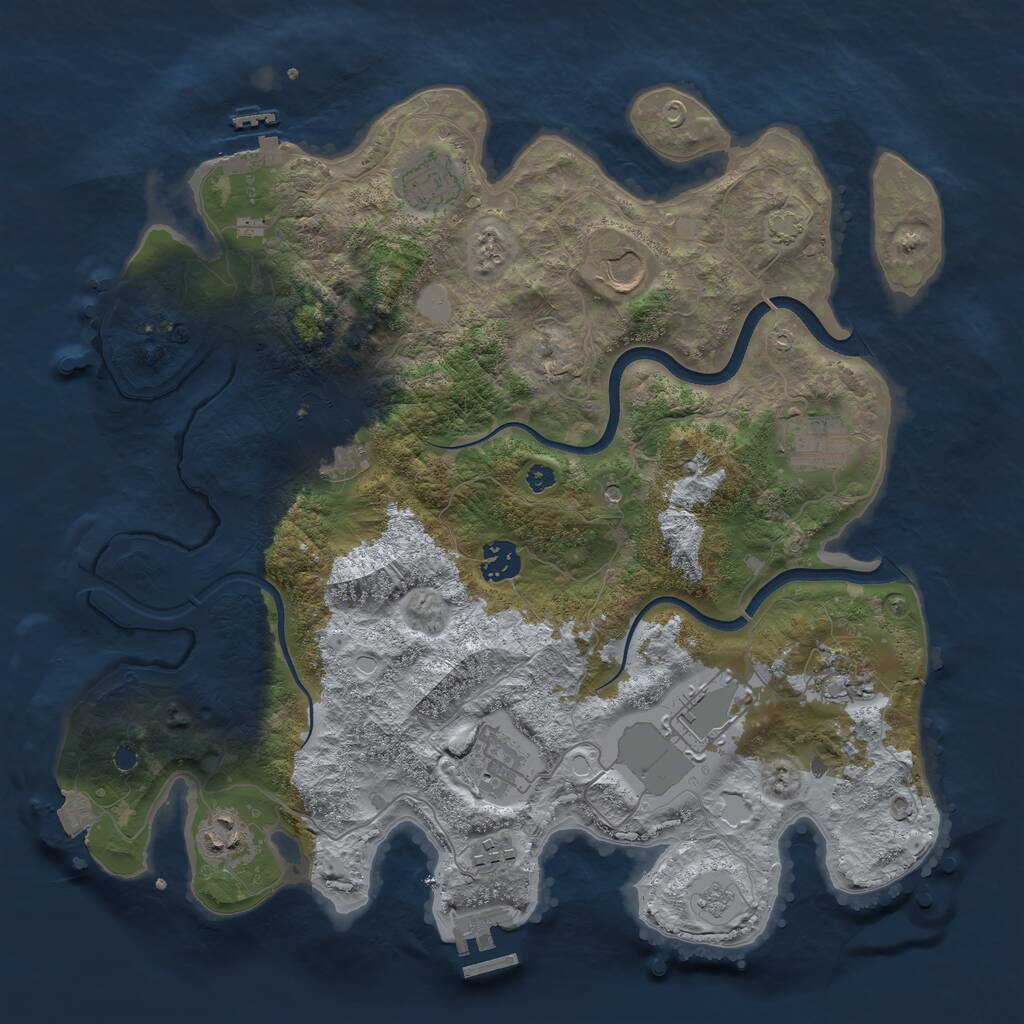 Rust Map: Procedural Map, Size: 3700, Seed: 1695132990, 16 Monuments