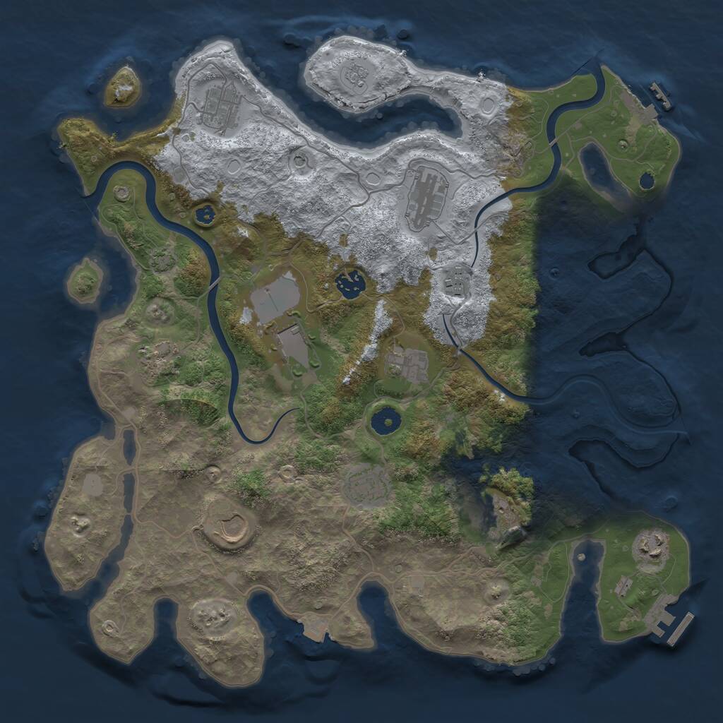 Rust Map: Procedural Map, Size: 3850, Seed: 532770966, 17 Monuments
