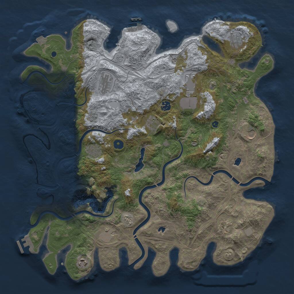Rust Map: Procedural Map, Size: 4500, Seed: 1734634902, 17 Monuments