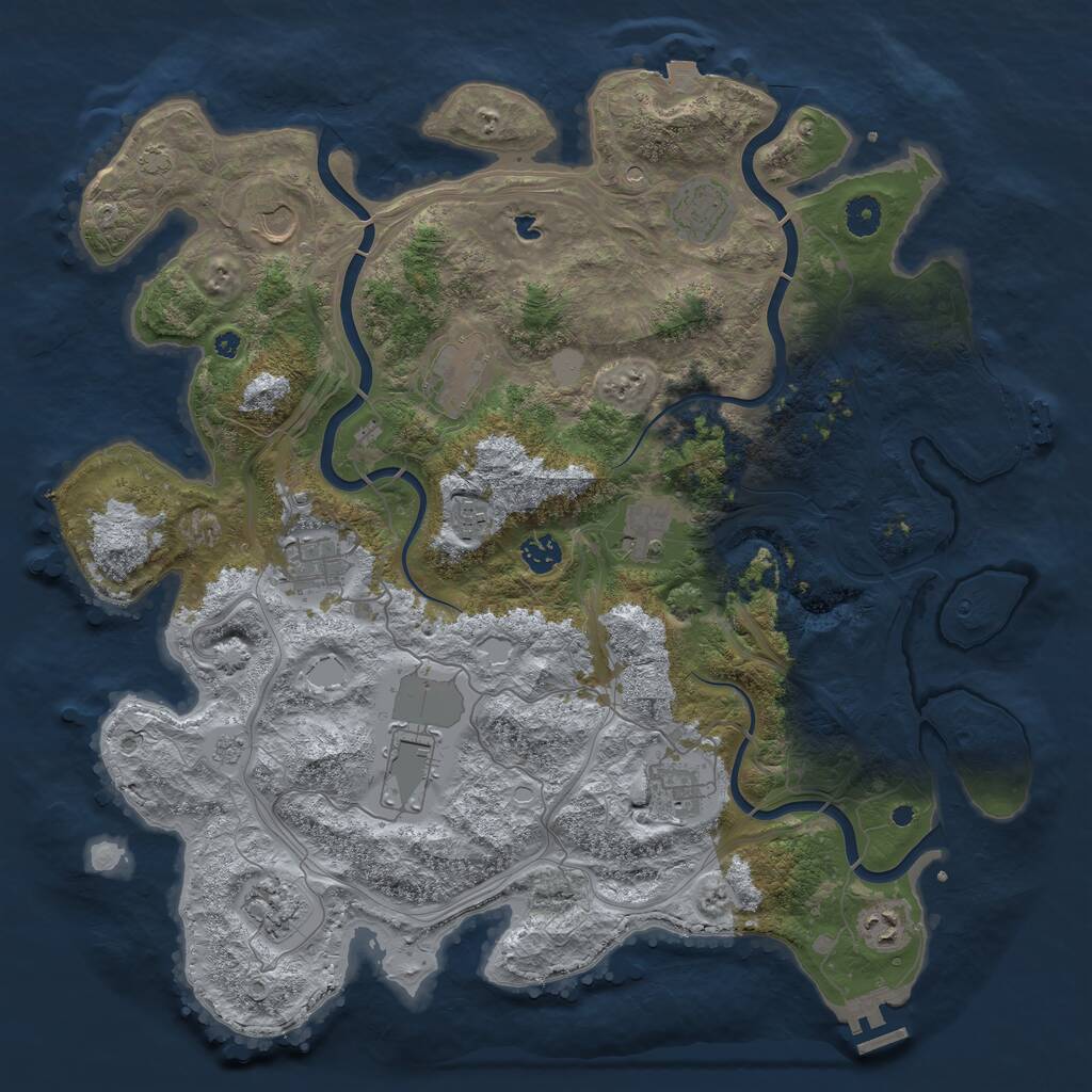 Rust Map: Procedural Map, Size: 4250, Seed: 1410064155, 17 Monuments