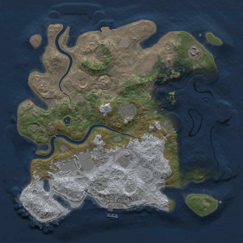 Rust Map: Procedural Map, Size: 3500, Seed: 192761357, 14 Monuments