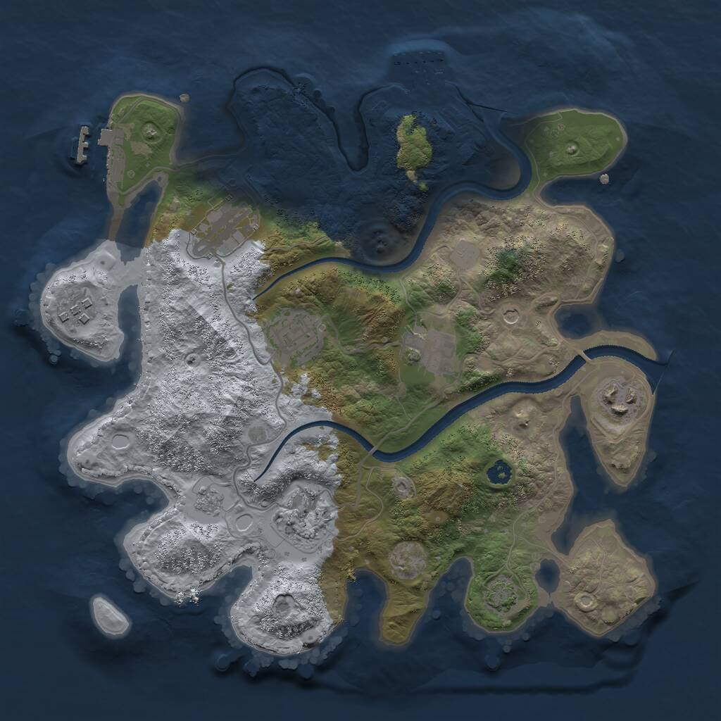 Rust Map: Procedural Map, Size: 3000, Seed: 807812463, 12 Monuments