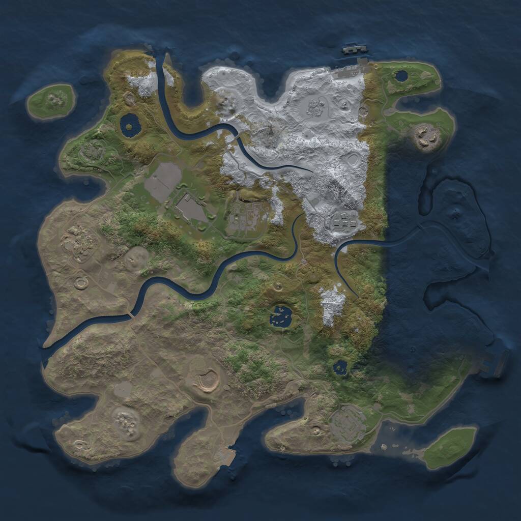 Rust Map: Procedural Map, Size: 3500, Seed: 1508927649, 14 Monuments