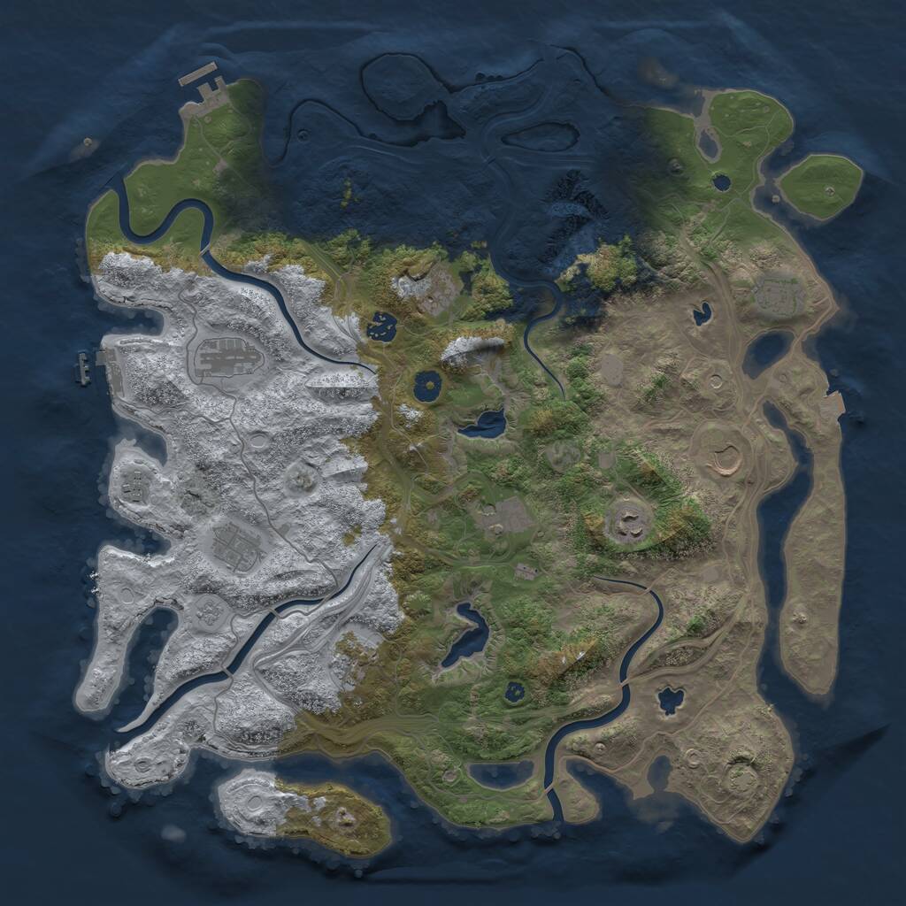 Rust Map: Procedural Map, Size: 4500, Seed: 199921637, 16 Monuments