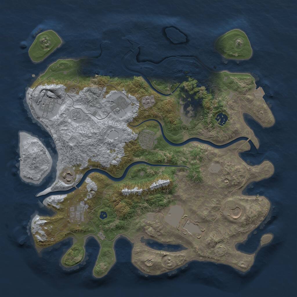 Rust Map: Procedural Map, Size: 3750, Seed: 1154920818, 15 Monuments