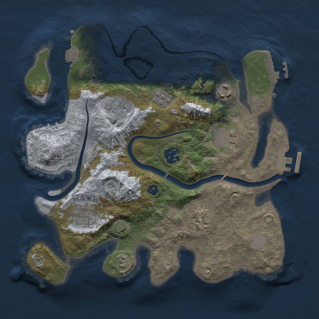 Rust Map: Procedural Map, Size: 3000, Seed: 1184994613, 12 Monuments