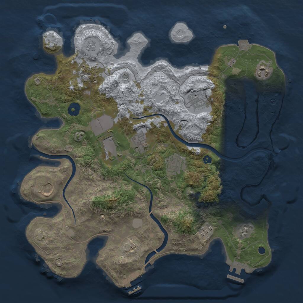 Rust Map: Procedural Map, Size: 3500, Seed: 1410300663, 14 Monuments