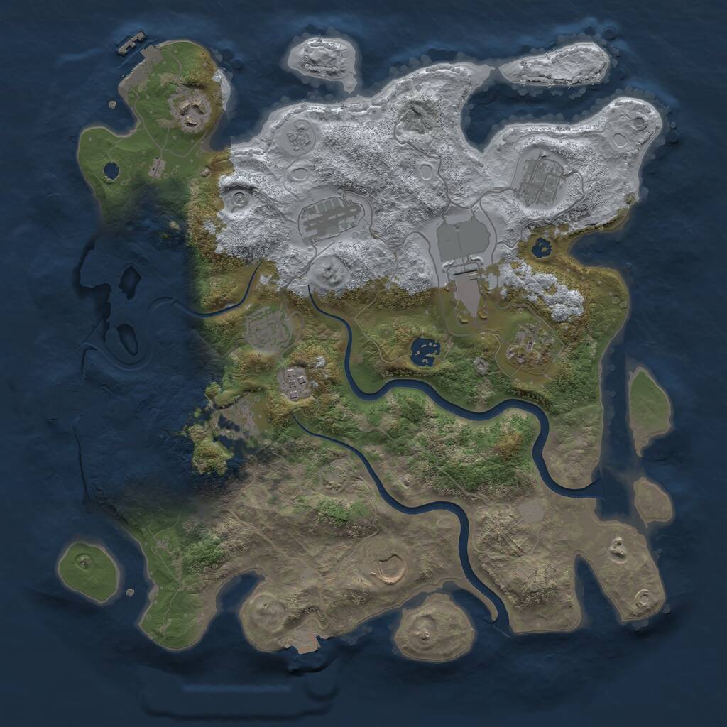 Rust Map: Procedural Map, Size: 3700, Seed: 784048750, 16 Monuments